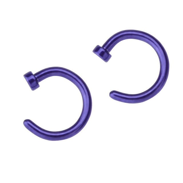 2 pcs Unisex Surgical Titanium Steel Open Nose Ring Nose Piercing Stud 6mm (Purple)
