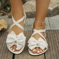 thumbnail image 2 of WLOELOEW Flat Slide Sandals For Women Featuring A Decorative Bow For Summer Soft Pu Sole Shoes Us Size 6, 2 of 8