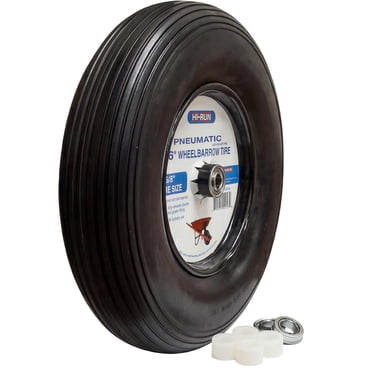 Hi-Run Ribbed 8" Pneumatic 2.50-4 2PR Wheelbarrow Tire & Wheel Assembly with 5/8" Bushing Pre-Mounted