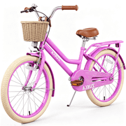 POVANLI 20" Girl Bike with Removable Basket for 5-7 Years Old No Training Wheels Included Rose Pink