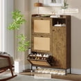 thumbnail image 3 of Yiwa Rattan Shoe Cabinet for Entryway, Hidden Wood Shoe Rack Storage with 3 Flip Drawers, Narrow Freestanding Shoe Organizer Cabinet for Hallway, Easy Assembly, 3 of 7