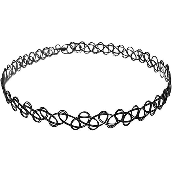 GHSDFBB Choker Necklace Short Elastic Chain Necklace Stretch Choker Retro Henna Choker Necklace Gothic Tattoo Lace Choker Punk Necklaces Jewelry for Women Girls Girlfriend Birthday Party,Bla