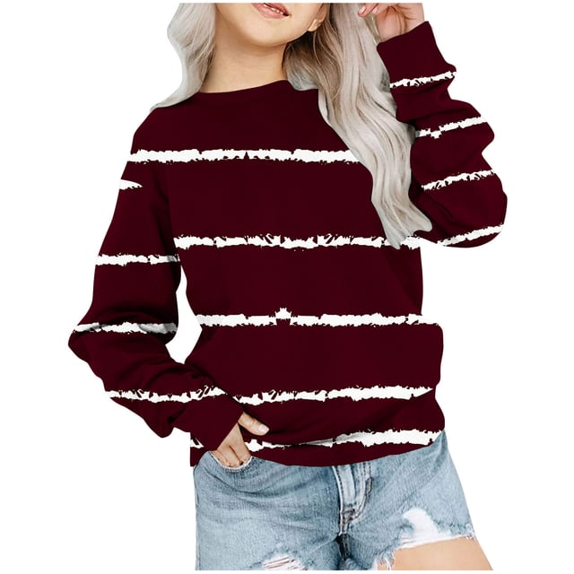 Yuyuzo Chandails en Molleton pour Filles Tout-Petits Col Rond Manches Longues Décontracté Confortable Rayé Pull d'Automne pour Bébé Fille