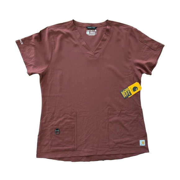 Carhartt Women's Scrub Force Pocket Rugged Flex V-Neck Solid Top D Ring (M03)
