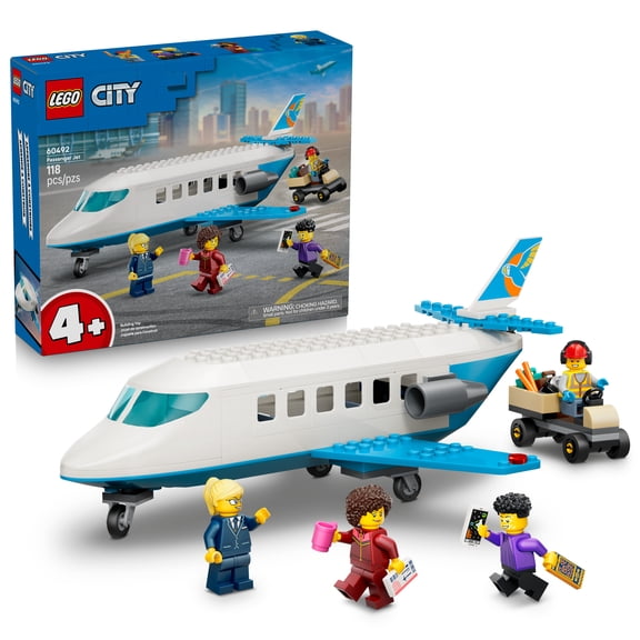 LEGO City Passenger Jet - Building Toy for Boys & Girls, Ages 4+ - Airplane Toy for Preschoolers with 4 Minifigures - Gift for Kids - 60492