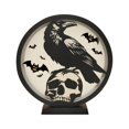 thumbnail image 2 of WHEANG Halloween Decorations Indoor Glass Globe 6.3" Battery Operated LED Lights With Bat Pattern Black Halloween Decor For Table Home, 2 of 5