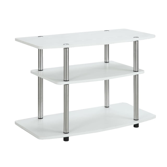 Convenience Concepts Designs2Go 32" Three-Tier TV Stand in White Wood Finish