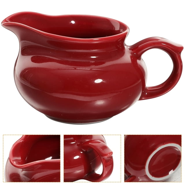 HLONK Ceramic Creamer Gravy Boat with Handle - Black Pepper