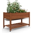 thumbnail image 1 of Bingirl Jardinière Surélevée avec Pattes et Roues - Bac de Plantation Extérieur 48x24x30 Pouces avec Doublure Imperméable et Tablette de Rangement - pour Patio, Terrasse, Balcon, Cour Arrière, 1 of 7