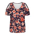 thumbnail image 4 of Soki Women's Off Shoulder Tee Clearance Blouses Short Sleeved V-Neck Fashionable Tops, 4 of 6