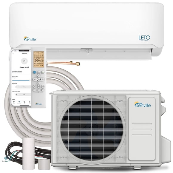 Senville LETO Series Thermopompe Mini-Split pour Climatiseur, 30000 BTU 208/230 V, Compatible avec Alexa, Blanc