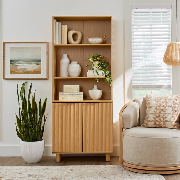 Better Homes & Gardens Lillian Fluted Bookcase with Doors