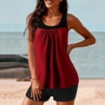 thumbnail image 4 of RKSTN Tankini Swimsuits for Women Summer Fashion Solid ColorConservative Two Piece Set Bathing Suits with Boyshorts Loose Plus Size Round Neck Sleeveless Pleated Swimsuits, 4 of 5