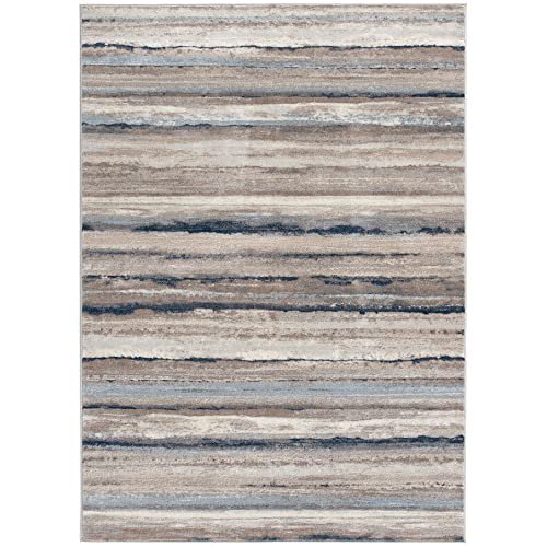 Rug Branch Rimal 2' x 6' (2'3 x 5'11) Blue/Brown Abstract Indoor Runner Rug, Contemporary, Low Pile, Stain-Resistant Hallway Carpet