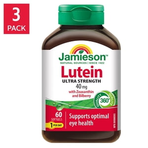 Jamieson Lutein 40 mg avec Zeaxanthin & Bilberry, 3 x 60 Mousselines