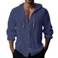 thumbnail image 1 of Chemise à Capuche pour Homme, Mode Décontractée, Couleur Unie, Simple, Boutonnée, 1 of 4