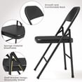 thumbnail image 1 of Heavy Duty Folding Chairs Set of 4 – Comfortable Seat, Robust Black Metal Frame, Stackable & Portable, 350lb Capacity, Ideal for Home, Office, Events – Black, Four-Pack, 1 of 8