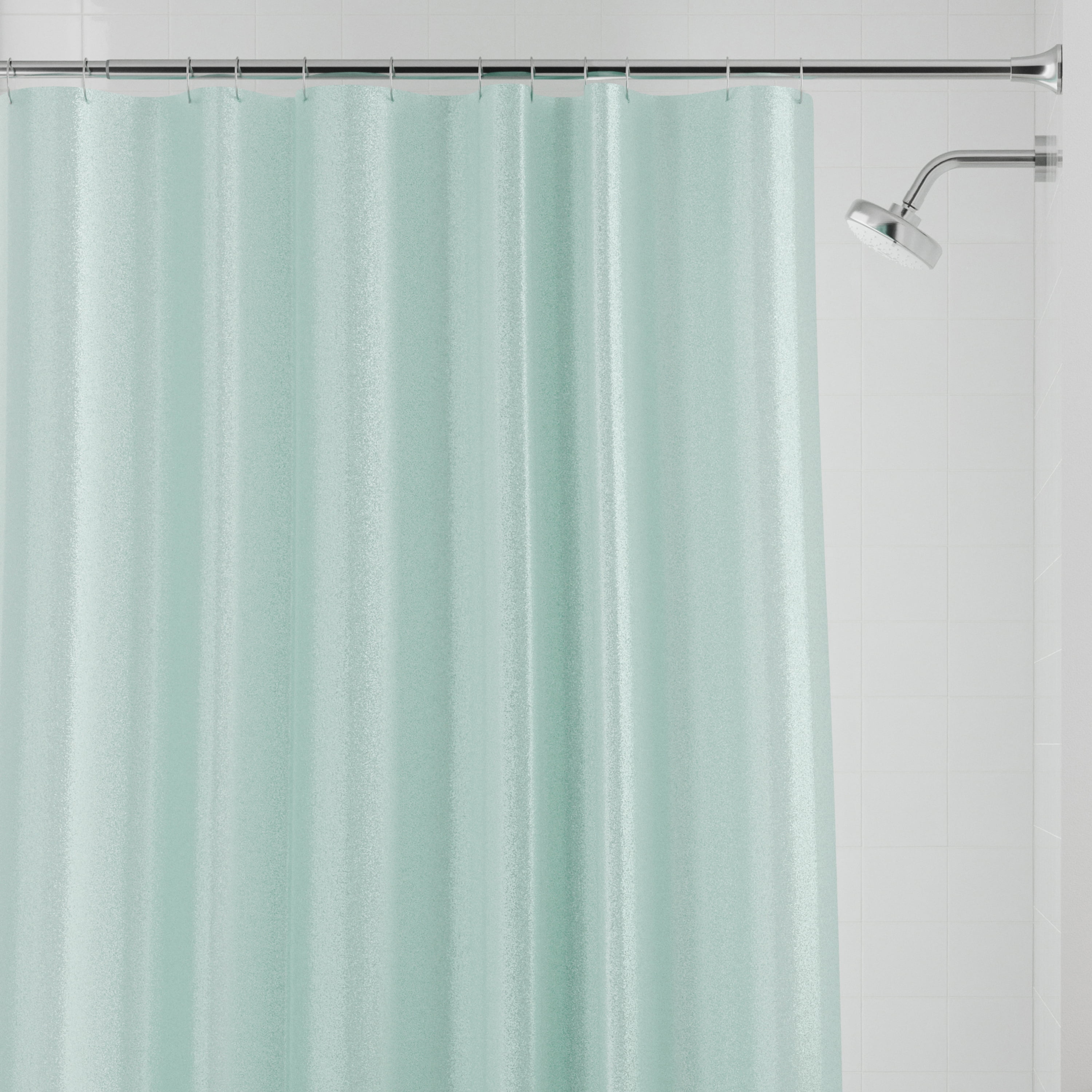 Rideau de douche imperméable en PEVA Sparkle Mainstays, fait de PEVA recyclé, 178 x 183 cm, bleu aqua