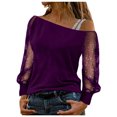 thumbnail image 2 of Qertyioot Blouse Décontractée pour Femmes Mode Col Asymétrique en Gaze Couleur Unie, 2 of 5