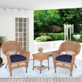thumbnail image 3 of Jeco 3 Piece Resin Wicker Patio Conversation Set in Honey and Blue, 3 of 10