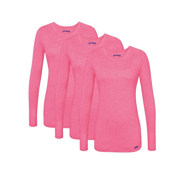 Sivvan Lot de 3 T-Shirts à Manches Longues Confort pour Femmes / T-Shirt sous-Blouse