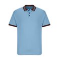 thumbnail image 4 of Lolmot Chemise de Sport à Rayures pour Homme, Col Rabattu à Boutons, Manches Courtes, 4 of 6