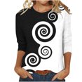 thumbnail image 2 of Hauts d'Été pour Femmes 2023 Mode Féminine Manches Trois-Quarts Col Rond Rétro Imprimé de Pâques Blouse Ample Bohemian T-Shirt Grande Taille pour Femmes, 2 of 4