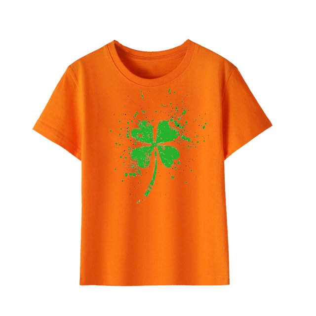 FAIWAD Hauts pour Enfants Garçons Filles Manches Courtes T-Shirt Graphique de la Saint-Patrick Trèfle Mignon Décontracté Col Rond