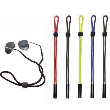 KAKOWELY 5PCS Skid Resistance Eyeglasses Chain Adjustable Sunglass Strap Eyeglass Strap Holder (Red, Blue, Black, Brown, Green for Each 1PC),0.28"X0.28"X13.19"