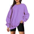 thumbnail image 1 of IROINID Rabais Vêtements d'Hiver pour Femmes Chandails à Capuche à Enfiler Détente Col Rond Manches Longues Ample Uni Régulier Blouse d'Automne Hauts, Violet, 1 of 4