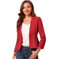thumbnail image 1 of INSPIRE CHIC Women's Workwear Zipper Collarless Cropped Blazer, 1 of 6