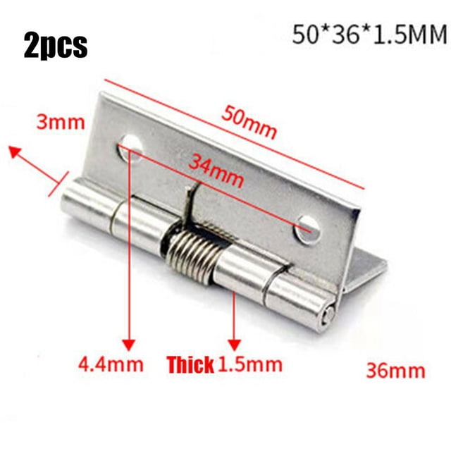 MYG for Stainless Steel Self-Closing Spring Door Hinges 2-Pack, Heavy Duty Hardware for Cabinets Boxes Instrument Cases, 2 Inch Options, Silver Brushed Finish