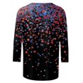 thumbnail image 4 of LMKIHUSA T-Shirt Patriotique pour Femmes Rouge Bleu et Blanc Imprimé Blouses Manches 3/4 Col Rond Hauts Décontractés Mode Été Doux 2025 T-Shirts Multicolore,TTTTG, 4 of 5