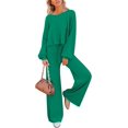 thumbnail image 1 of ORUYROP Ensemble de Pull 2 Pcs pour Femmes Haut Court à Manches Longues et Pantalon Large, 1 of 5