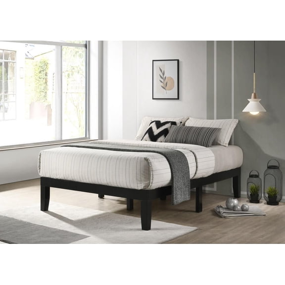 Cadre de lit plateforme double Jackson, Noir