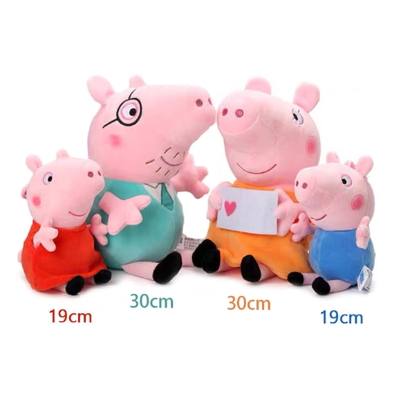 Ensemble de 4 Pcs Peppa Pig George Pig Ensemble Maman et Papa Jouets en Peluche Poupée en Peluche Famille George Pig Décoration de Fête des Fêtes Cadeau pour Enfants JIANGLANG