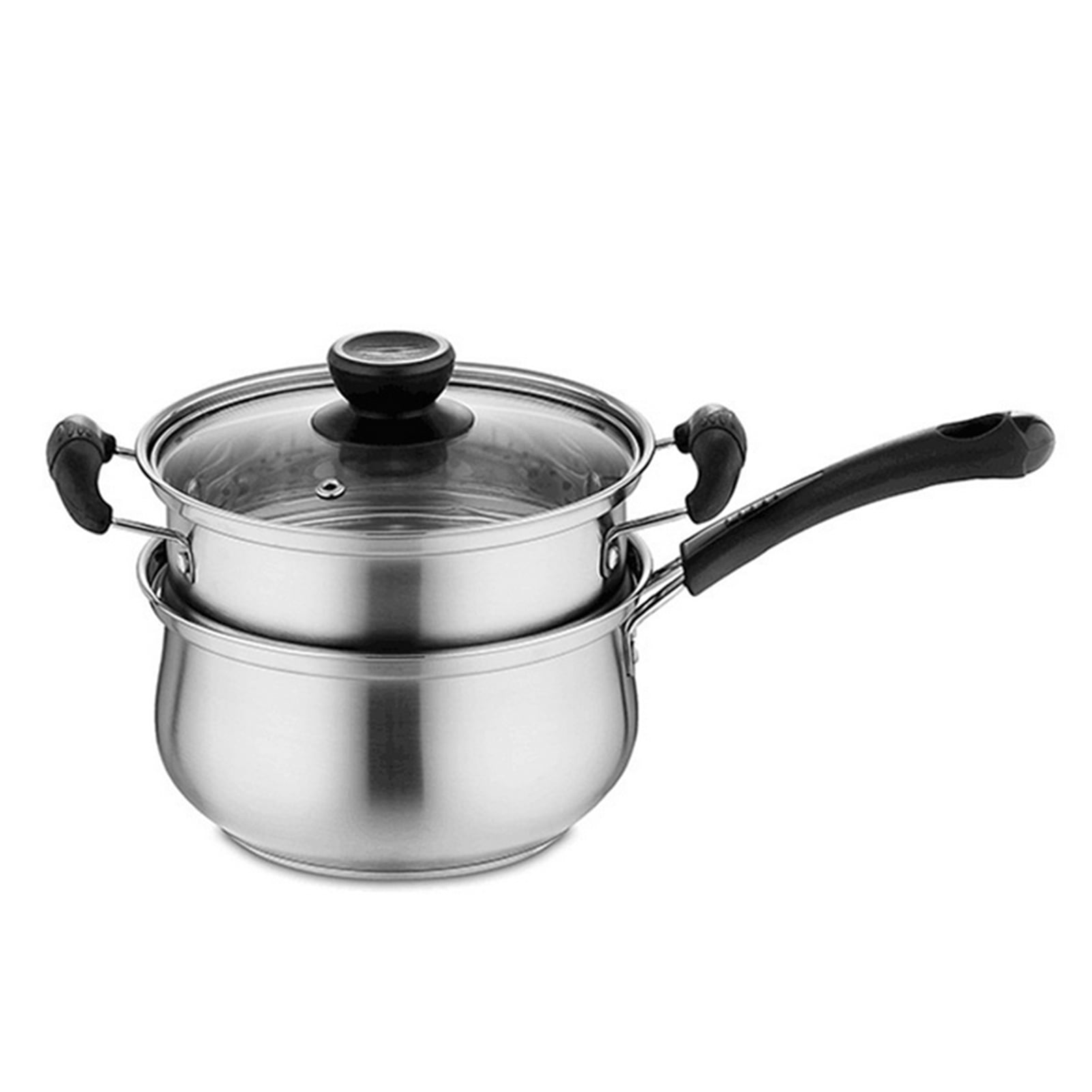 Stainless steel cookware set with steamer and glass vented lid is safe and durable