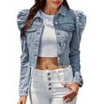 thumbnail image 1 of 2025 Femmes Style Court Veste en Denim à Revers Denim Décontracté Style Court Co Veste en Denim Manteau Juniors Veste Courte Femmes Veste en Jean Denim Grande Taille Cavaliers, 1 of 5
