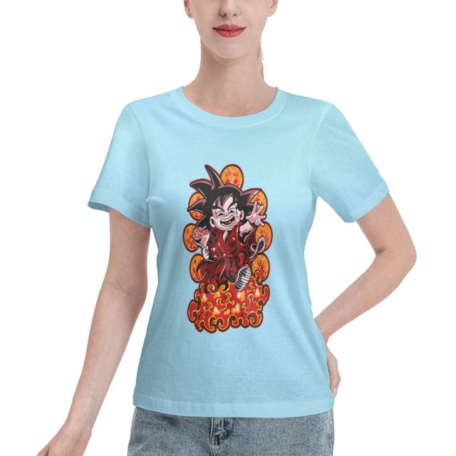 T-Shirt Basique à Manches Courtes pour Femmes Dragon Ball Little Goku