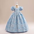 thumbnail image 1 of XZNGL Toddler Girls Puff Sleeve Flower Bow Ruffles Birthday Party Gown Long Dresses, 1 of 1