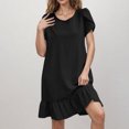 thumbnail image 2 of Liquidation d'Été 2025! Robe pour Femme Grande Taille, Liquidation de Robes d'Été pour Femmes, Robe d'Été pour Femme en Coton et Lin à Manches, Ourlet Volanté, Jupe Longue, 2 of 5