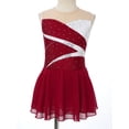 thumbnail image 3 of Yartina Robe de Patinage Artistique pour Filles Sans Manches avec Strass Brillants Costume de Danse Ballet Rouge 6, 3 of 7