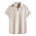 thumbnail image 3 of Sentmoon Men Tshirt Plus Size Loose Turndown Collar Short Sleeve Stretchy Mens Spring Outfits Solid Color Mens Going out Tops Delightful for Running or Jogging Beige L, 3 of 5