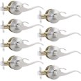thumbnail image 1 of Satin Nickel Door Handle Interior Brushed Nickel Passage Door Lever for Hall and Closet Keyless Door Lock Set Reversible for Left Right Sided Doors Leverset Handleset, 1 of 7