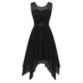 thumbnail image 1 of Aboser Robes en Dentelle pour Invitées de Mariage pour Femmes Robe de Mère de Mariée pour Mariage Sans Manches Asymétrique Formelle Robes de Soirée Superposées Robe de Fête de Bal, 1 of 4