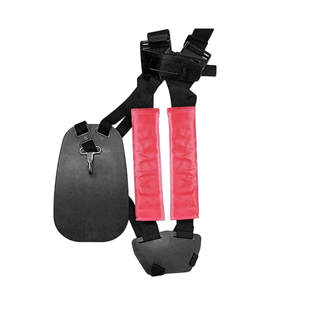 kurtrusly Double Bandoulière Simple Professionnel Tondeuse Partie Réglable en Nylon Fixation Ceinture Matelassée Harnais de Tondeuse à Gazon Noir Rouge 1Set