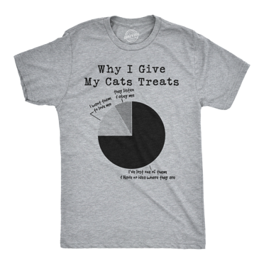 T-shirt pour Hommes « Why I Give My Cats Treats » Papa de Chat, Tee Mignon pour Hommes, Amateur de Chats (Gris Chiné) - 4TG