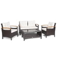 thumbnail image 2 of Costway 4PCS Patio Rattan Furniture Set Cushioned Sofa Storage Table Off White, 2 of 10