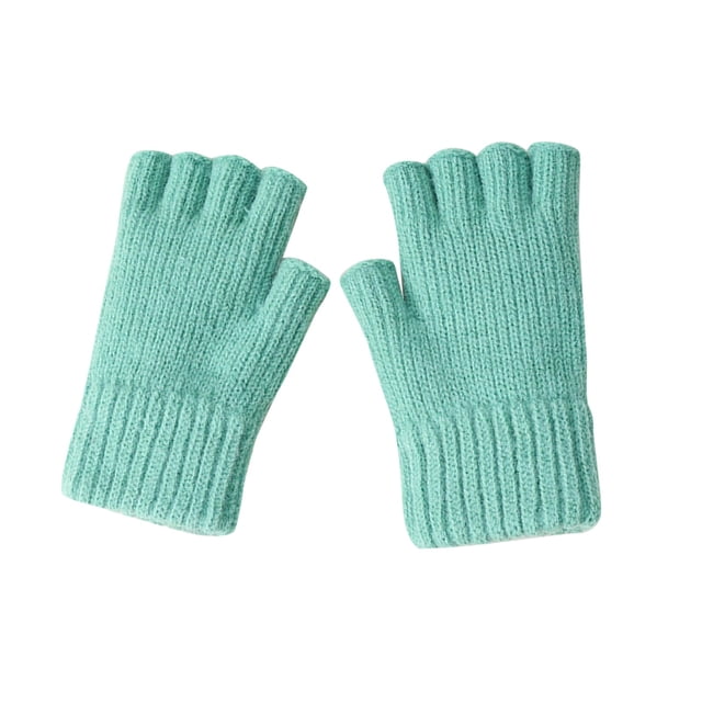 Womens Half Finger Gloves Autumn and Winter Thickened Warm and Cold Knitted Exposed Finger Knitted Gloves