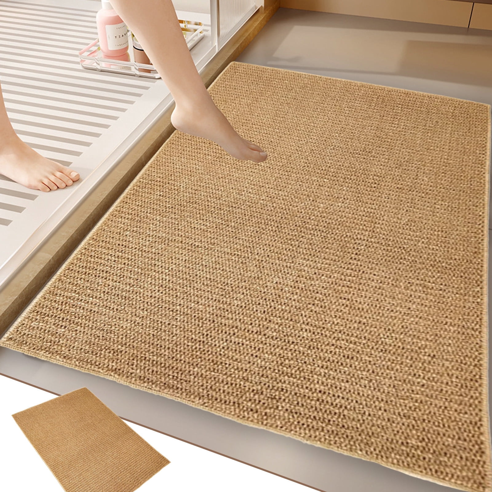 Diatomaceous Bath Rug, Xinsrenus Super Absorbent Quick Dry Non Slip Bath Mat, Rubber Backing Washable Bathroom Floor Mats, 16x24 Shower Rug for In Front of Bathtub Shower Room